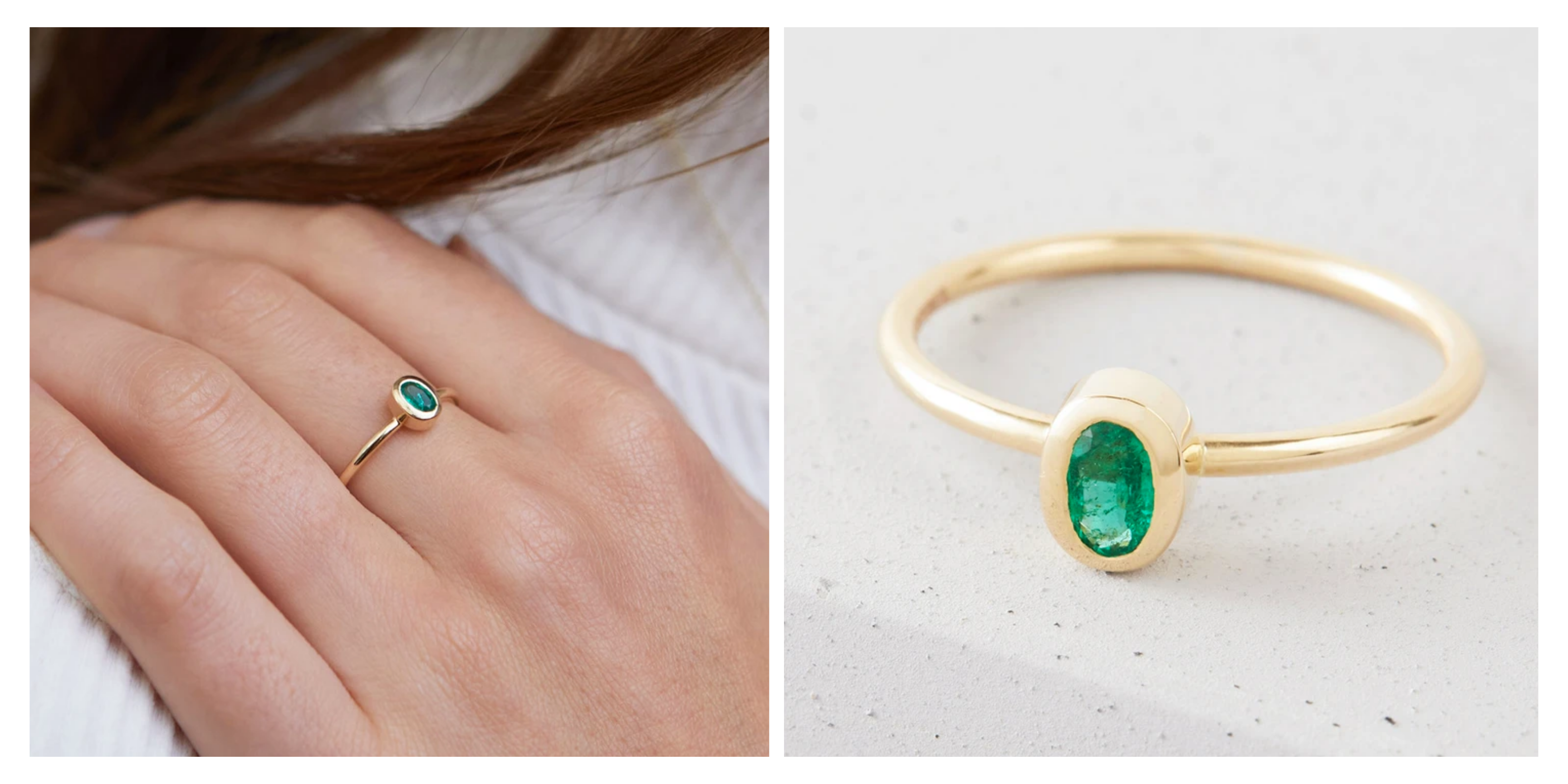 oval emerald promise ring by London jeweller Maya Magal