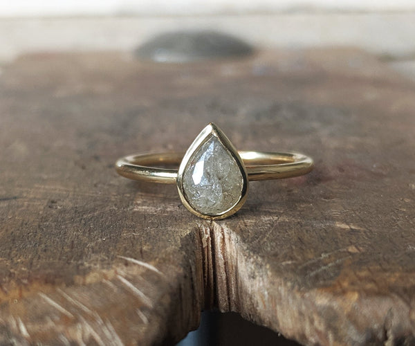 pear shaped grey diamond ring