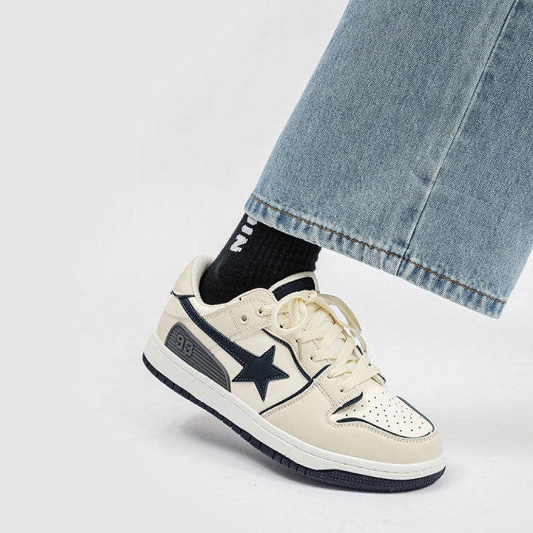 Beige & Navy Shooting Star Sneakers