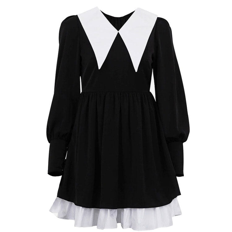 Like a Doll Black Collar Dress