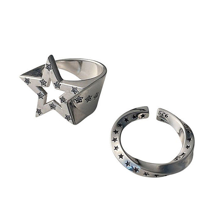 00's Nostalgia Star-Shaped Rhinestone Ring