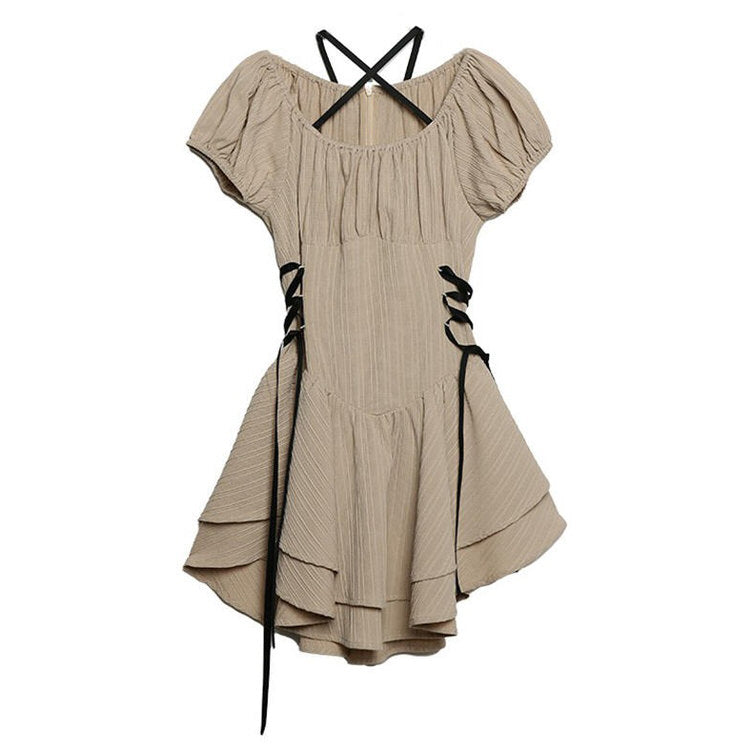 Coquette Mini Dress in Beige