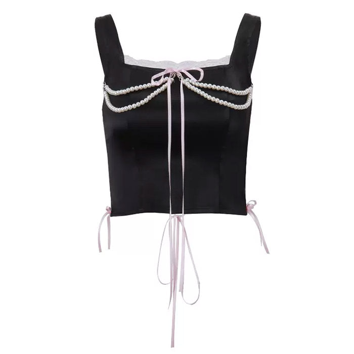 Coquette Bow Pearl Bustier Top