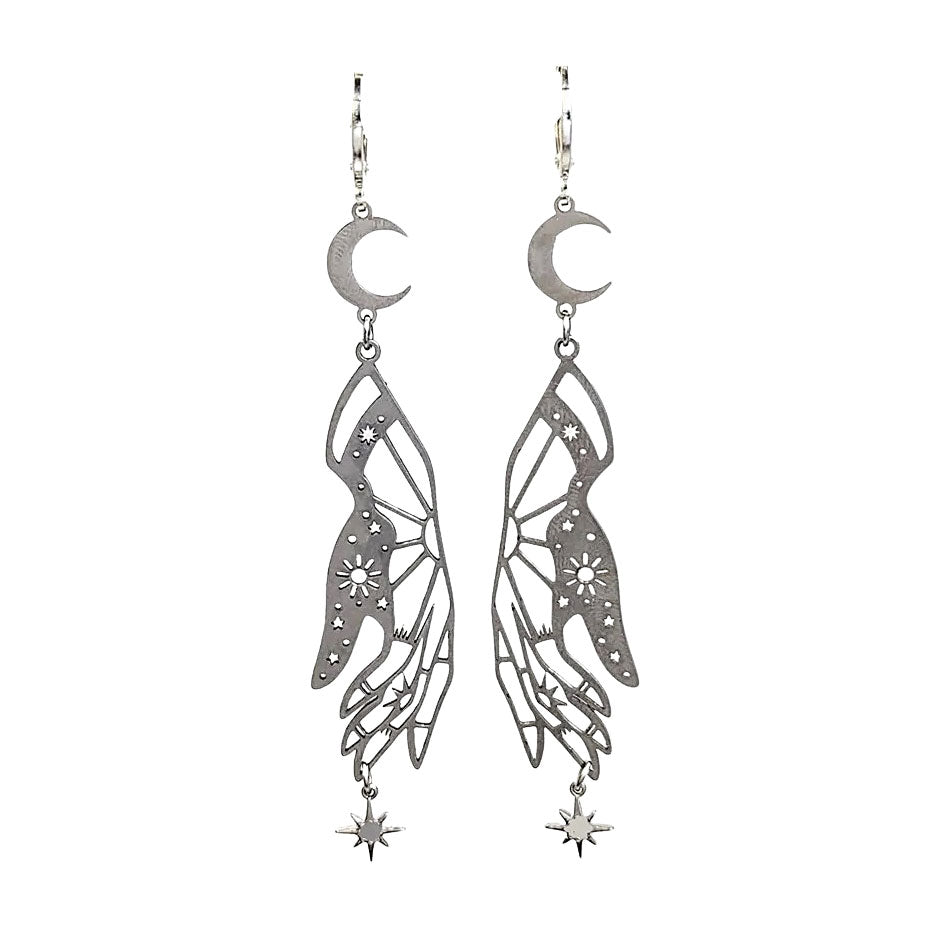 Butterfly Wing Moon Earrings