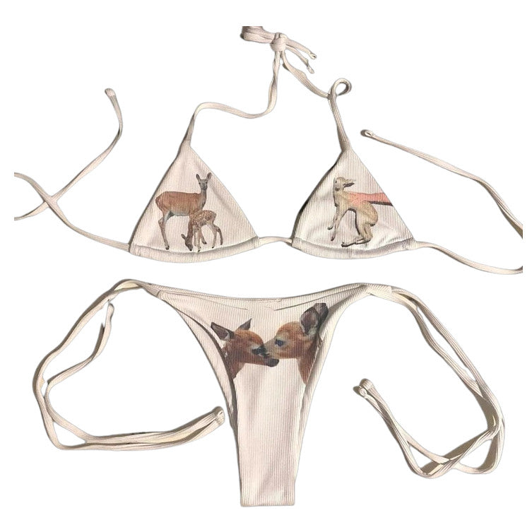 Fawn Print Cute Bikini Set