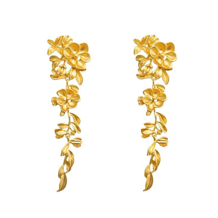 Golden Blossom Drop Earrings