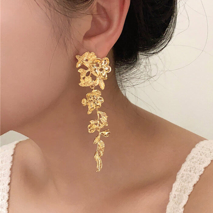 Golden Blossom Drop Earrings