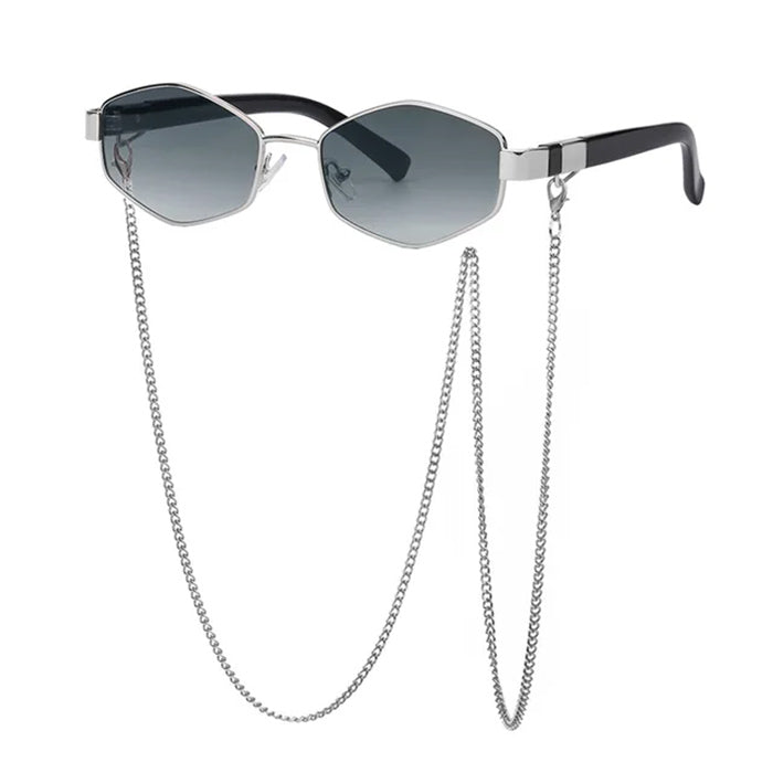 Hexagonal Sunglasses with Chain