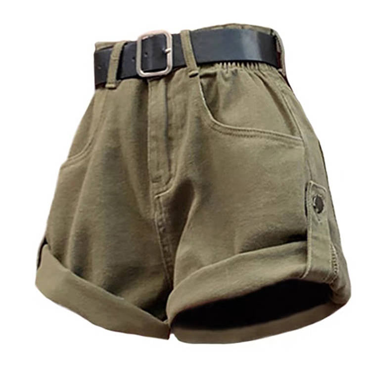 High-Waisted Khaki Shorts