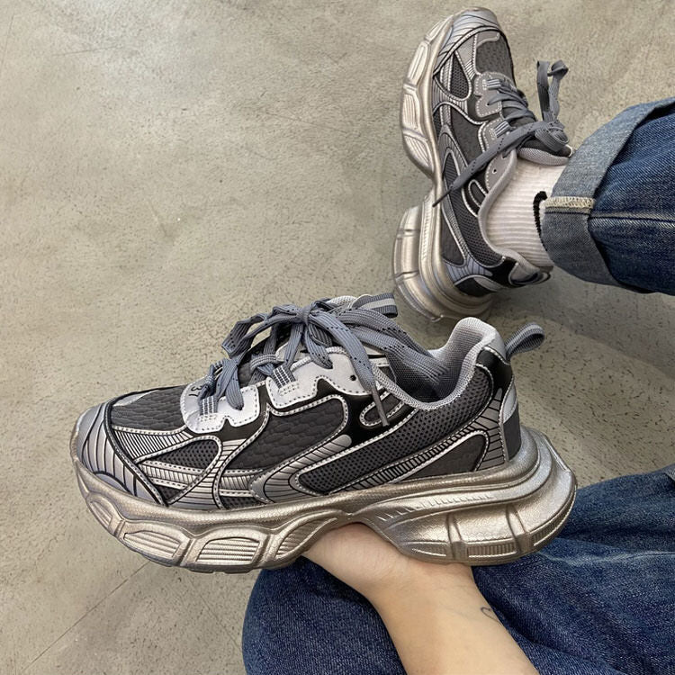 Casual Friday Aesthetic Silver Sneakers