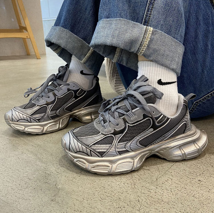 Casual Friday Aesthetic Silver Sneakers