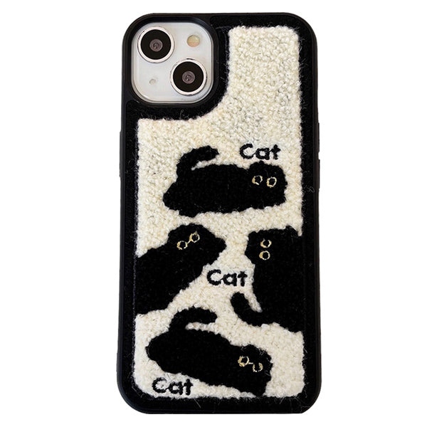 Black Cat Embroidered iPhone Case