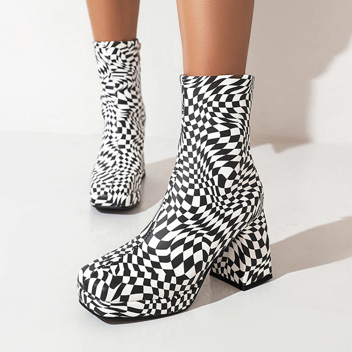 Checkered Platform Boots