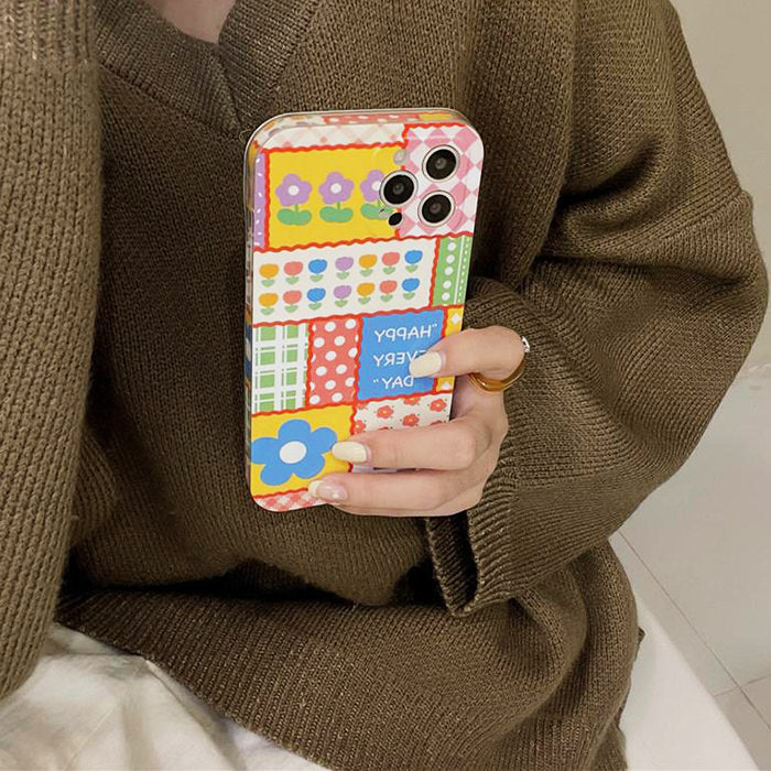 Flower Checkerboard iPhone Case