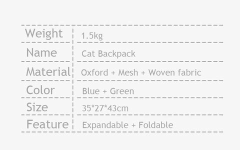 Cat Carrier Backpack Foldable Breathable Wesh Expandable Pet Bag