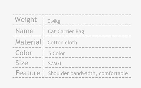 Cat Sling Bag Outdoor Travel Canvas Single Shoulder Handbag Cat Carrier Bag