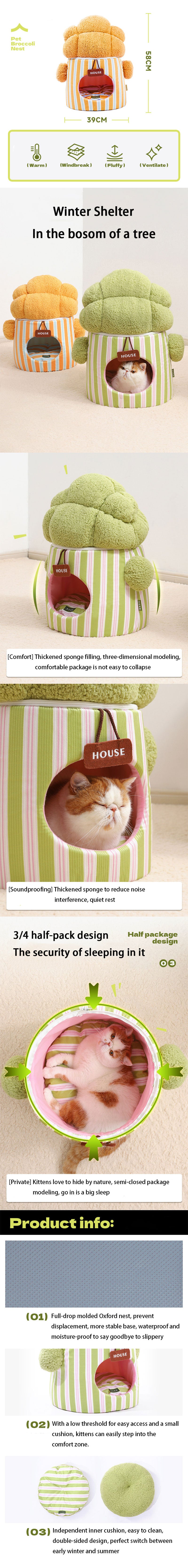 Cauliflower Cat Bed Cave 2 Color Warm House