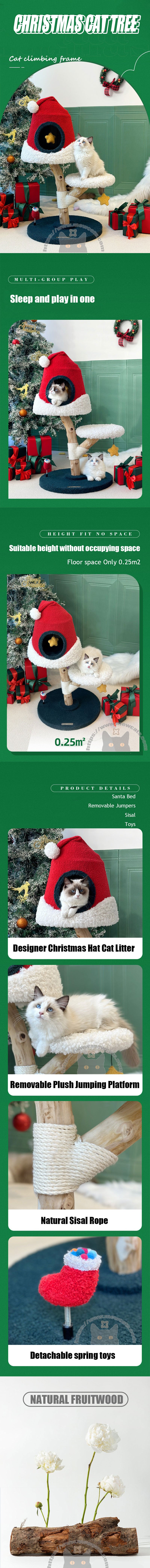 Christmas Removable Cat Tree Bed Climber
