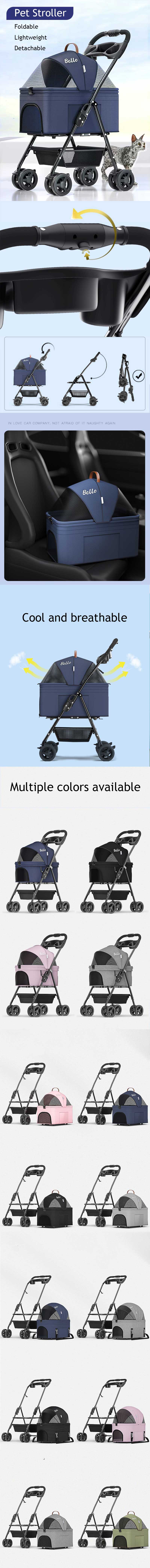 Detachable Cat Stroller 3 Style Carrier Handbag On Wheels