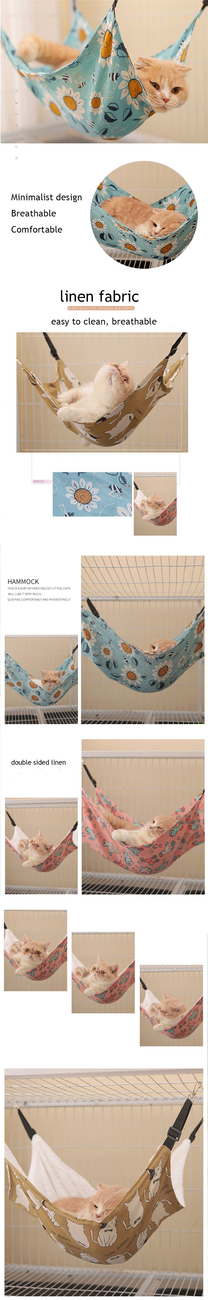Floral Cat Hammock Breathable 3 Color Summer Cat Bed
