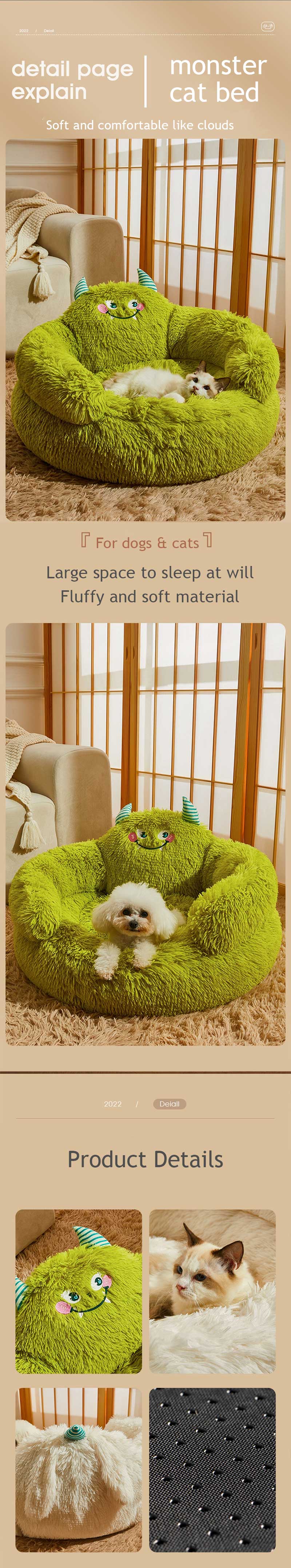 Green Monster Cat Sofa Mat Four-Season Universal Cat Bed
