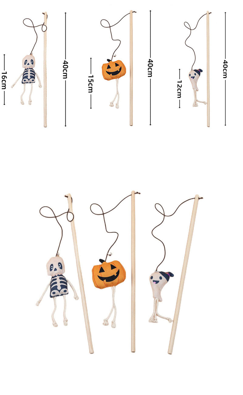 Hallowmas Interactive Cat Toys Stick Funny Skeleton Ghost with Bell Cat Wand