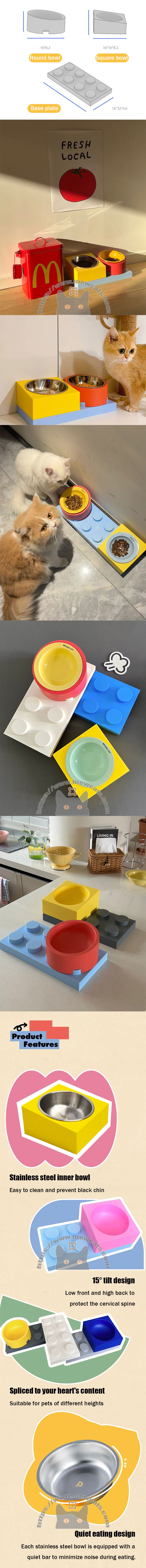 Jenga Cat Food Water Bowl Ceramic Dishes