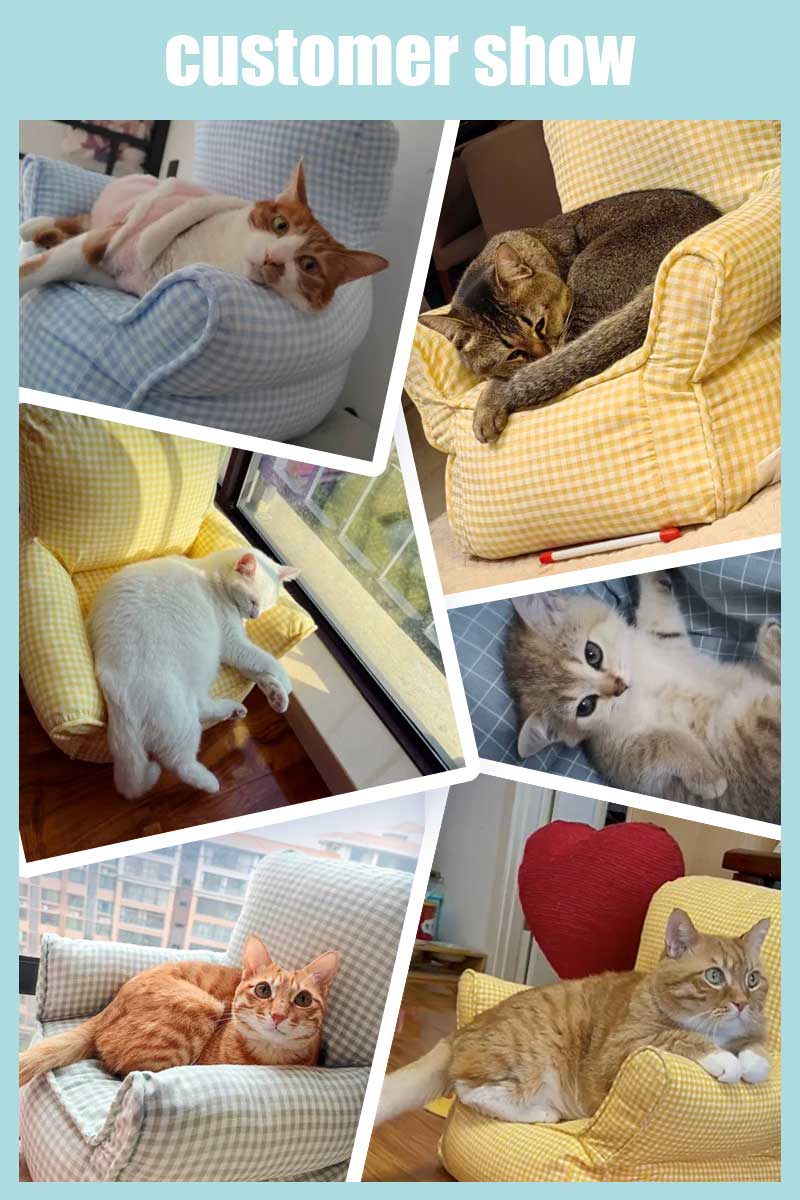 Mini Cat Armchair Sofas Fluffy Soft 4 Color Pet Bed Couch