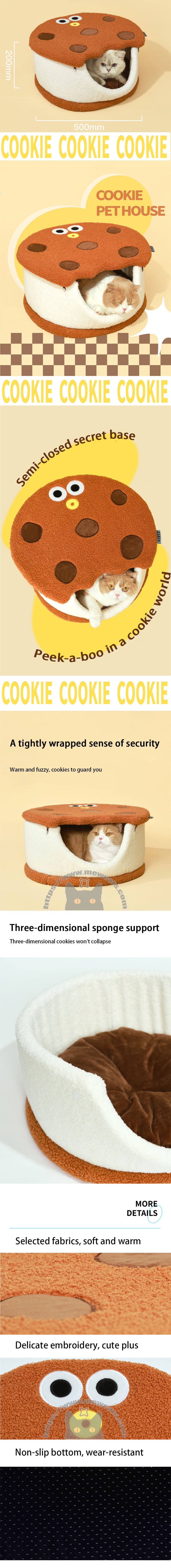 Sandwich Cookie Cat Bed Warmer Semi-Enclosed Cave
