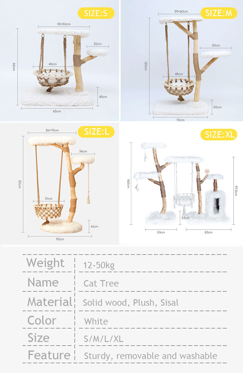 Solid Wooden Cradle Cat Tree Climbing Frame