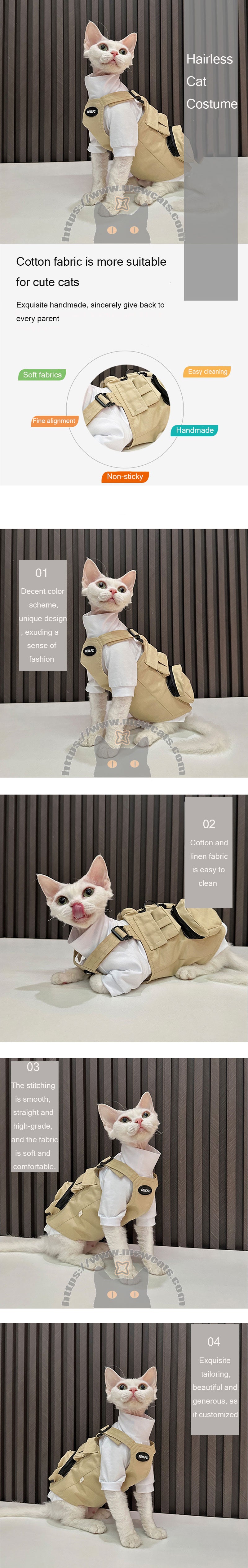 Sphynx Cat Vest 3 Color Devon Hairless Cat Clothes