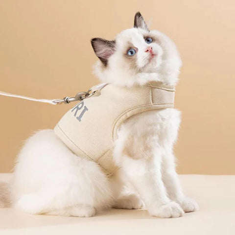 Fashion Cat harness Leash 5 Colors Vest Large Lead