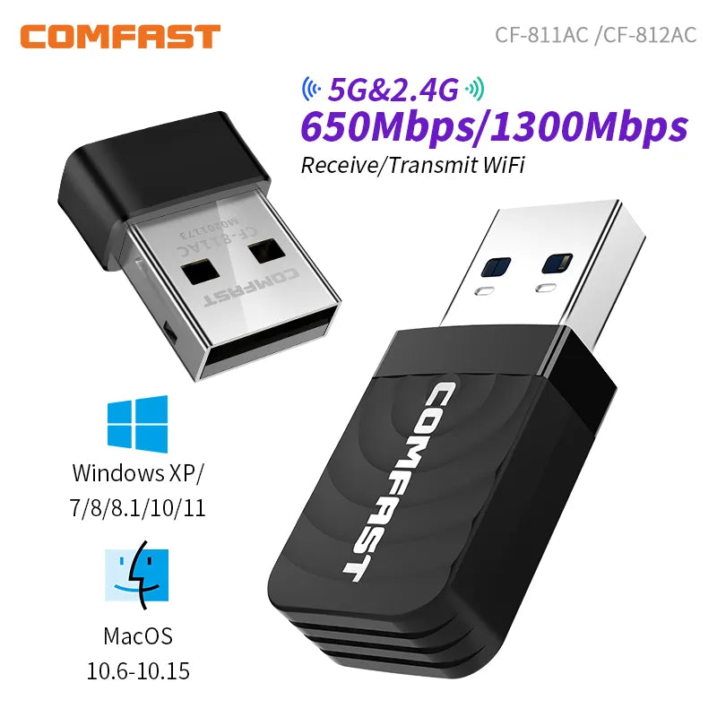 650Mbps USB Wifi Adapter 2.4G&5GHz Dual Band 802.11AC Wireless Network Card Wi fi Antenna Wifi Receiver For Laptop Desktop PC