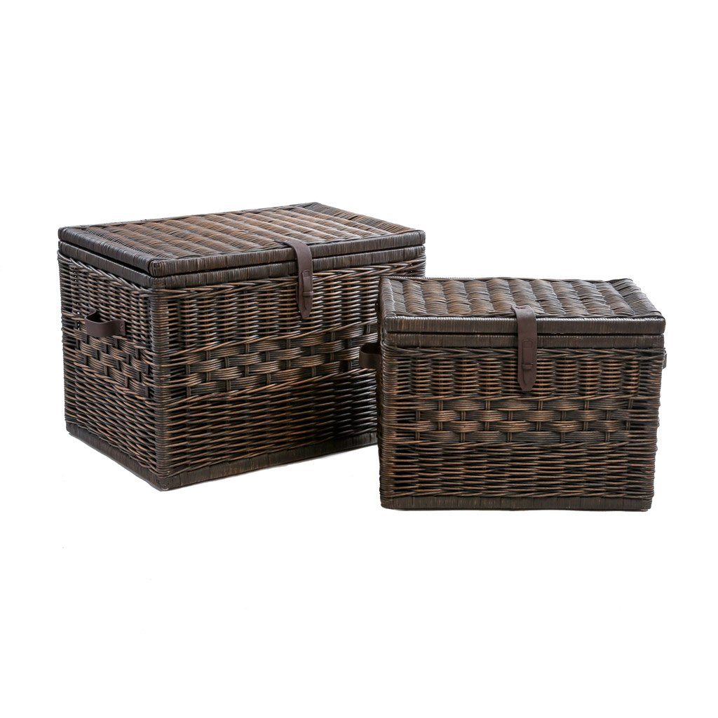 covered wicker storage baskets