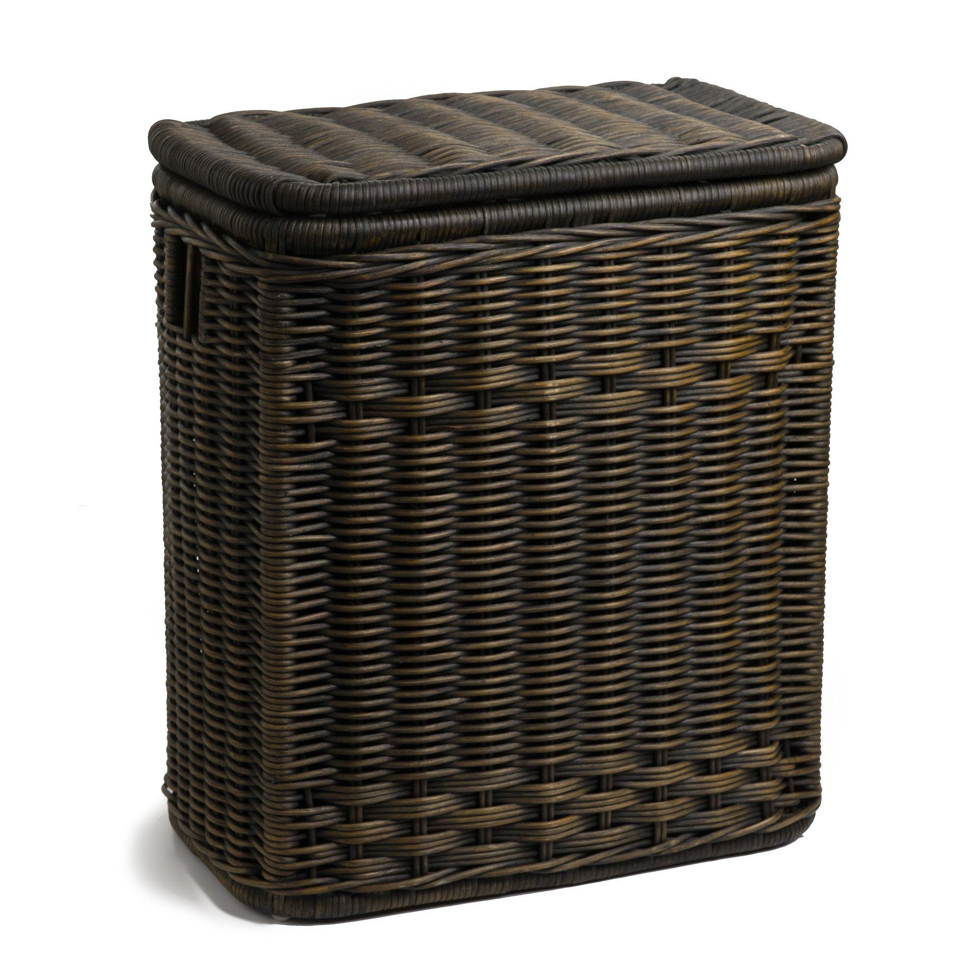 round wicker laundry hamper with lid