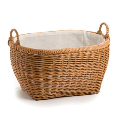 Handmade Wicker Laundry Basket - (Oval) - French Mercantile