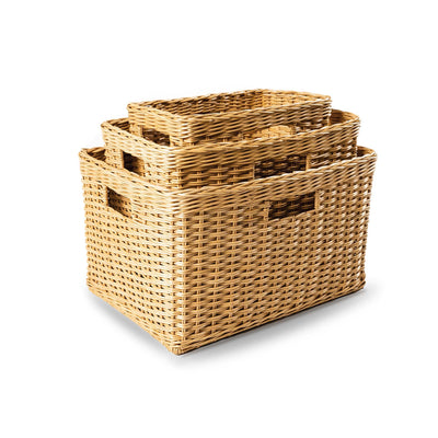 The Basket Lady 3-Compartment Wicker Laundry Sorter Hamper, 30  in L x 15 in W x 28 in H, Sandstone : Home & Kitchen