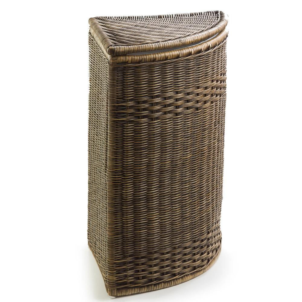 wooden corner laundry basket