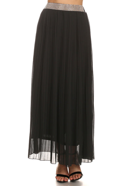 Belle - Pleated Maxi Skirt with Rhinestone Waist – Meshme