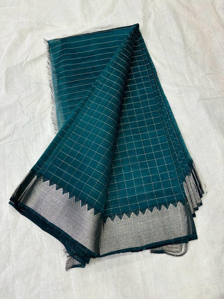 Shot Colour Silver Zari Worked Silk Saree – Bollineni Silks