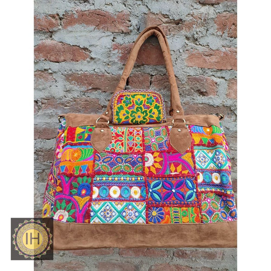 Duffle Bag Combo Banjara Hand Embroidery Kantha Patch Work
Size: 12X15X20 Inch