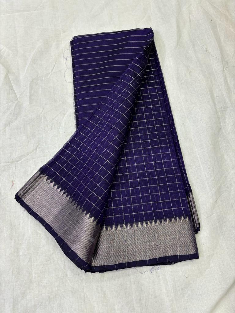 Pure mysore crepe silk checked saree – www.vannamayil.com