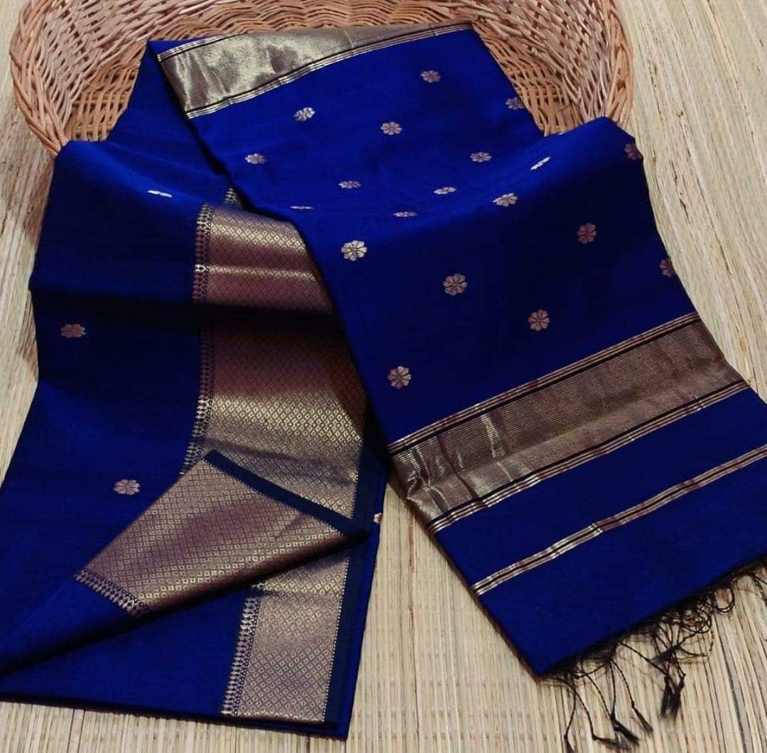 Maheshwari Cotton Silk Saree | Gold