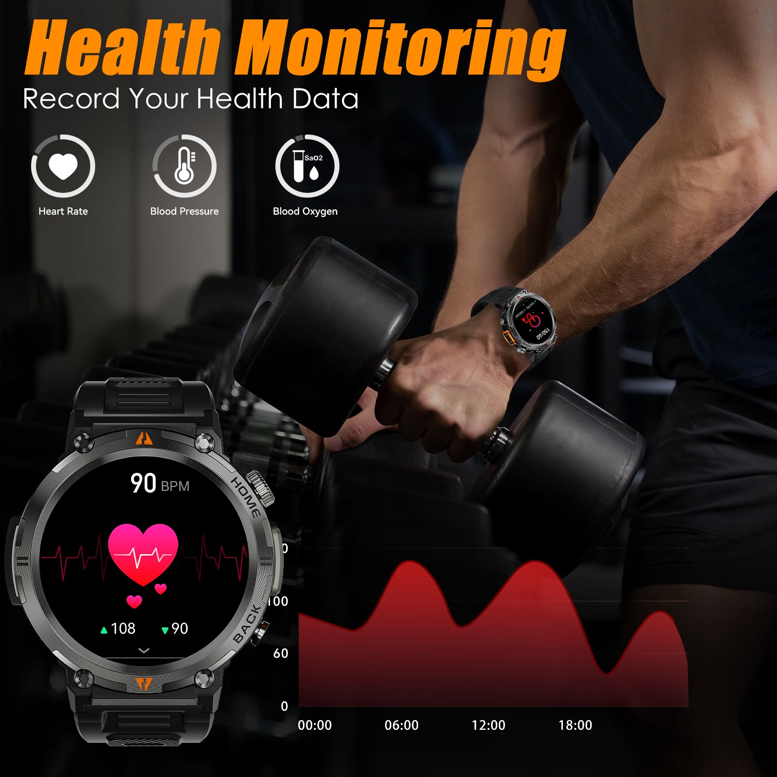 Tactical Smartwatch Eigiis Ke3 Linterna Con Doble Correa