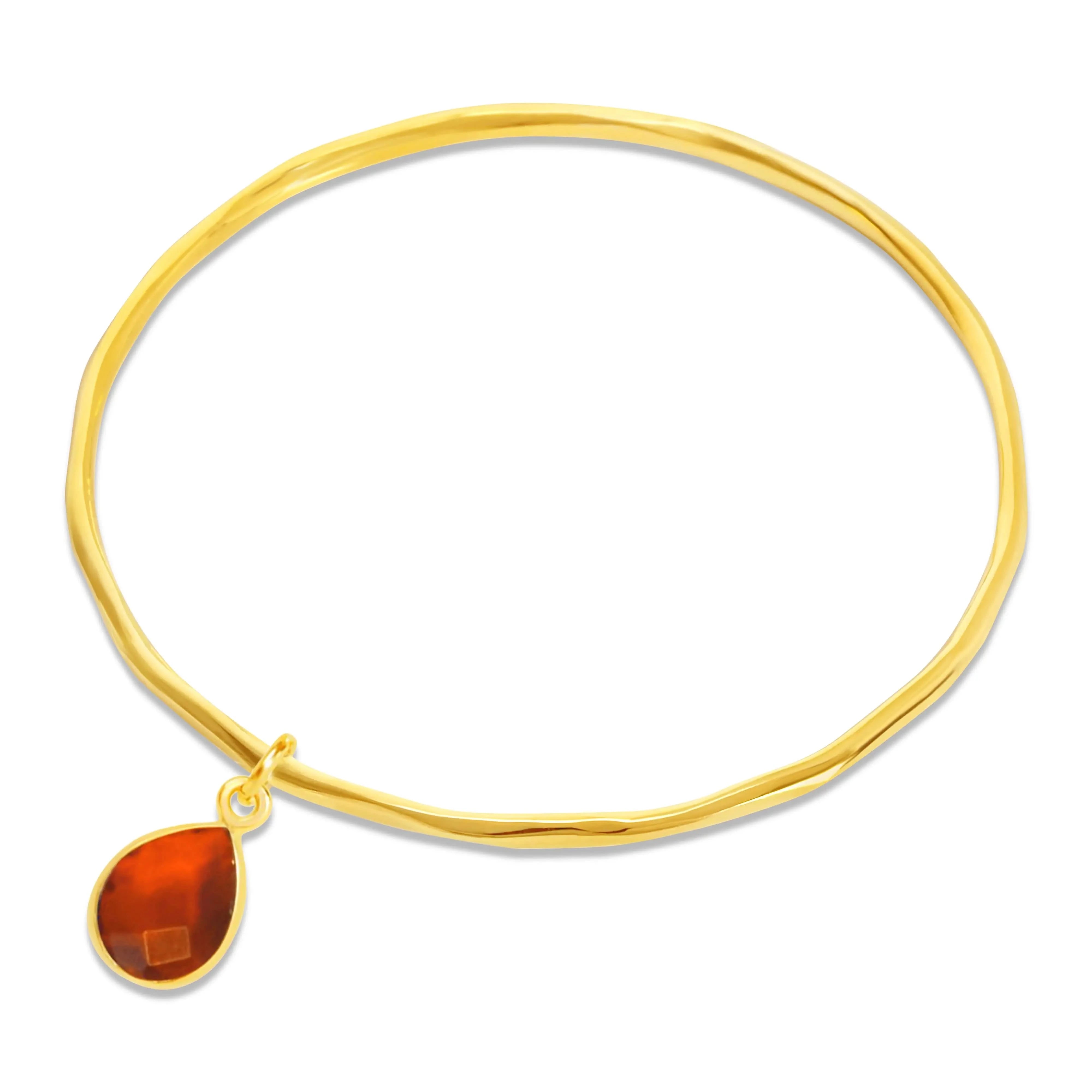 Carnelian Charm Bangle Gold July Birthstone Bangle | By Lily Blanche