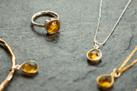 citrine ring and necklaces