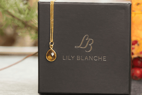 Gold Citrine Pendant Lily Blanche