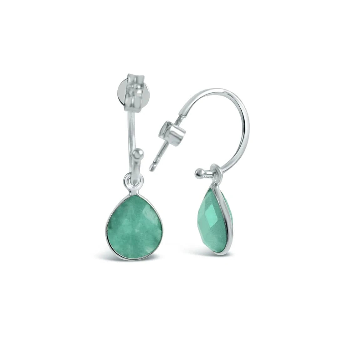 Chrysoprase Hoop Earrings | Silver | May | By Lily Blanche