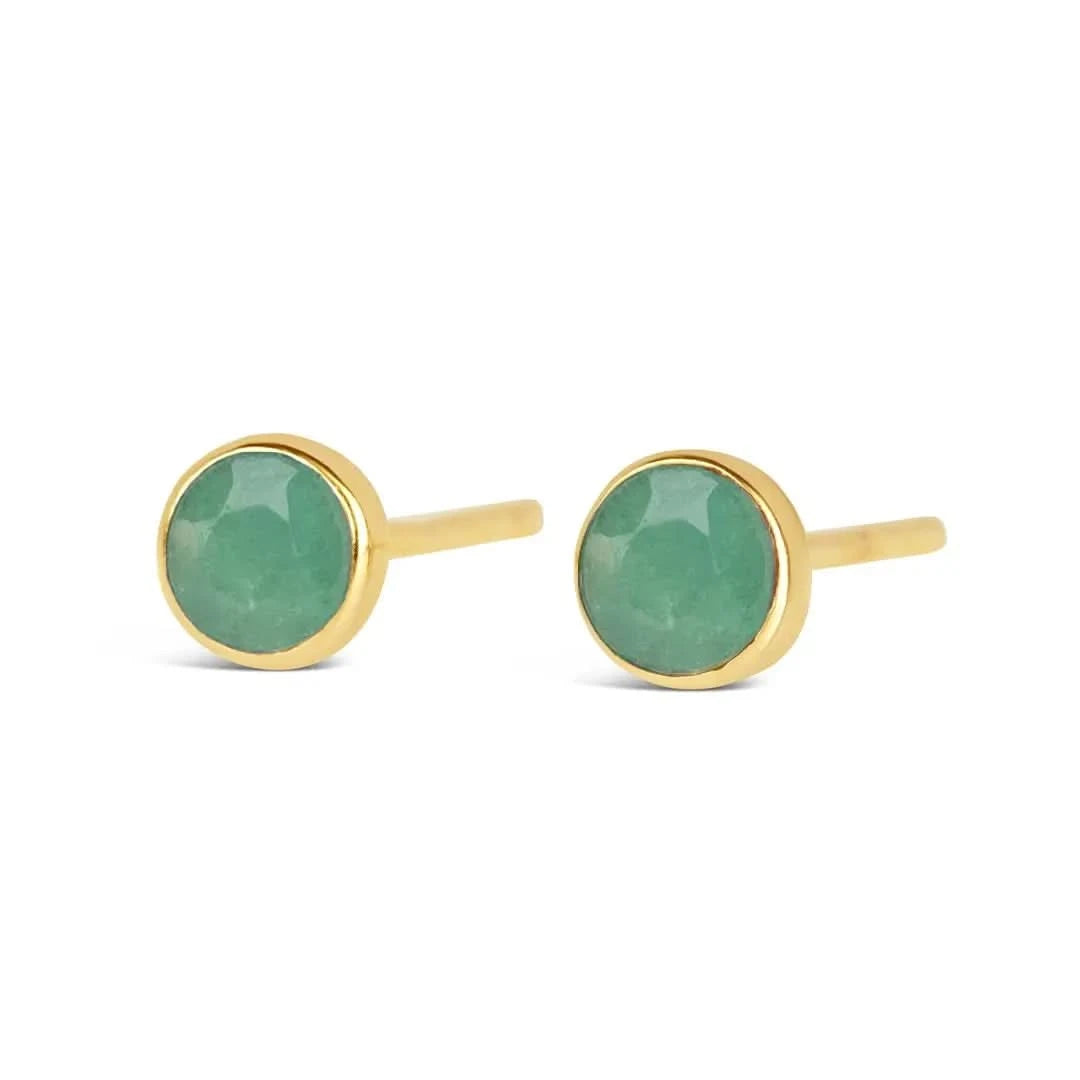 Chrysoprase Mini Stud Earrings | Gold | May | By Lily Blanche