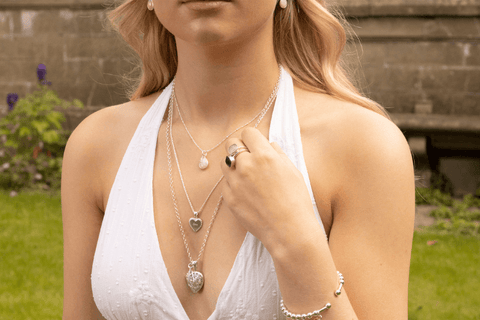 Lily Blanche Wedding Gift  | Model Wearing Silver Locket Necklace 